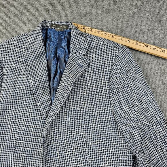 Indochino Blazer Mens 36 Houndstooth Guabello Libera Wool Linen Preppy Blue Suit - Picture 11 of 16